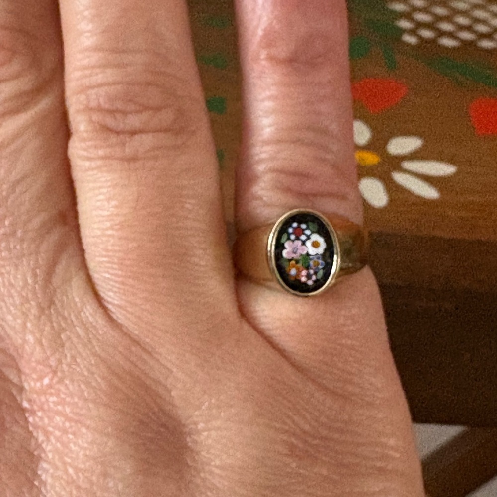 Vintage 14k mosaic flower ring - Picture 4 of 5